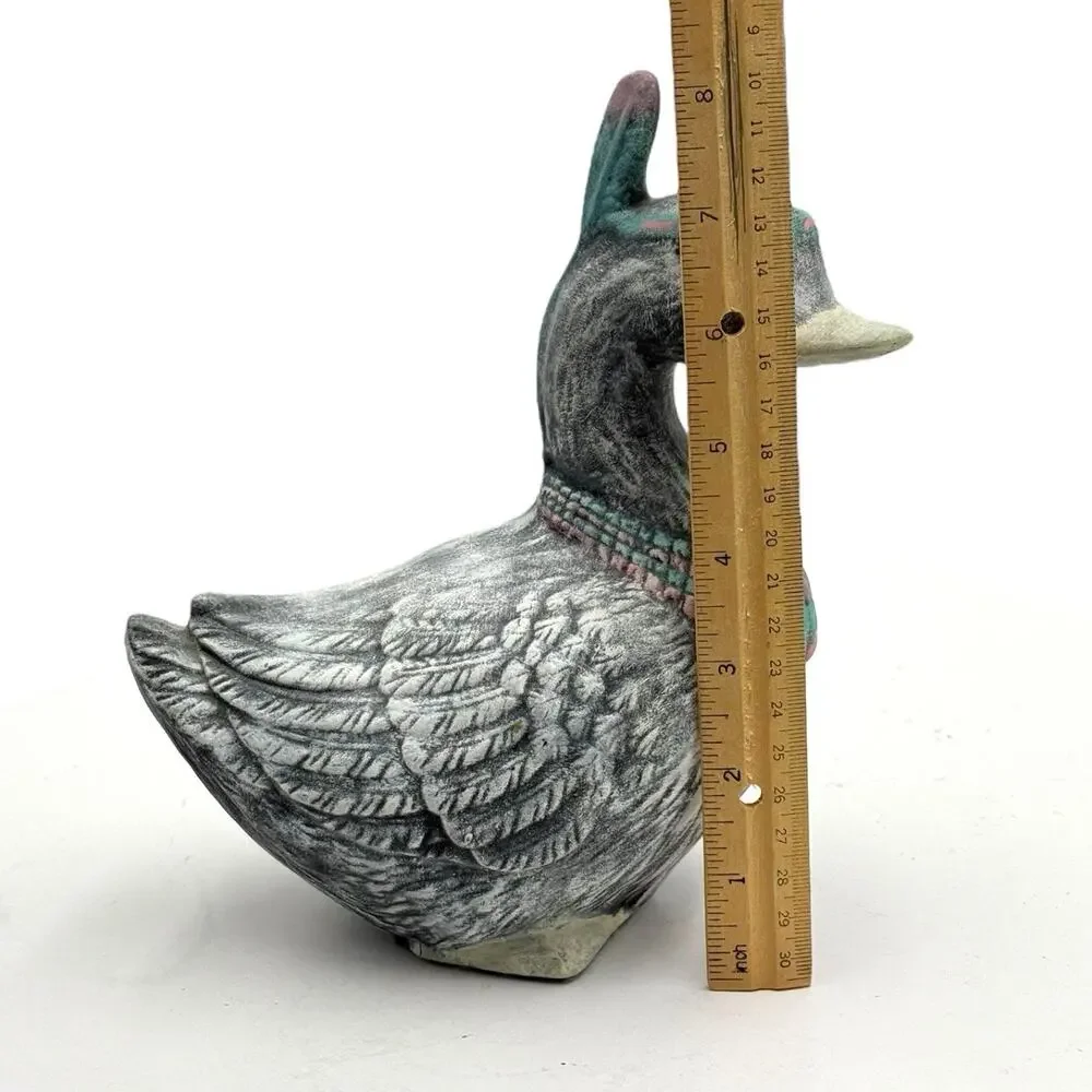 Southwestern Indian Mallard Duck Hand Painted Ceramic Figurine Signed‎ By Artist